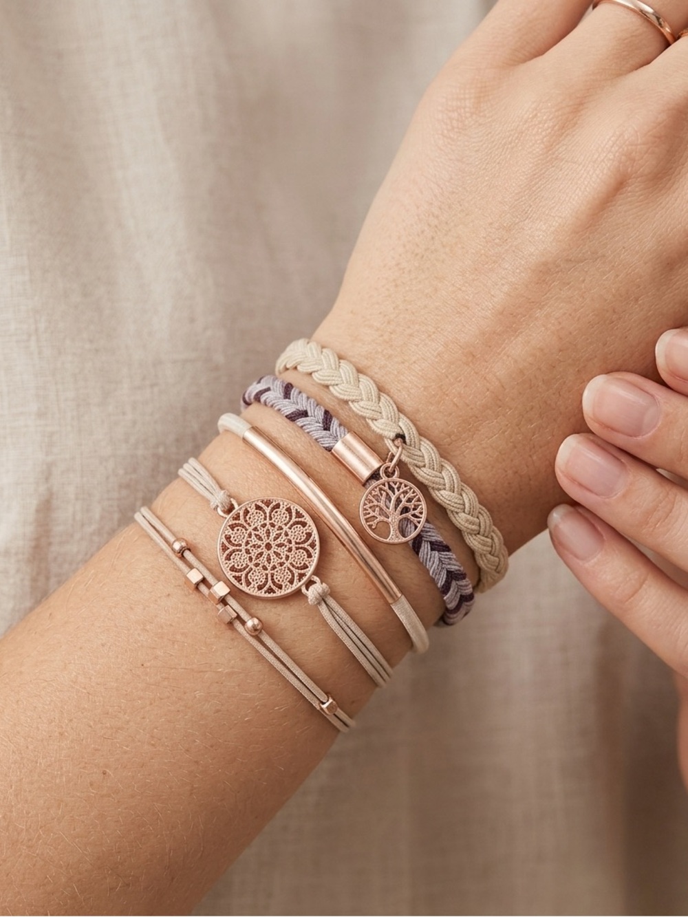 Tree of Life Hair Tie Bracelet Set - Picture 1 of 3